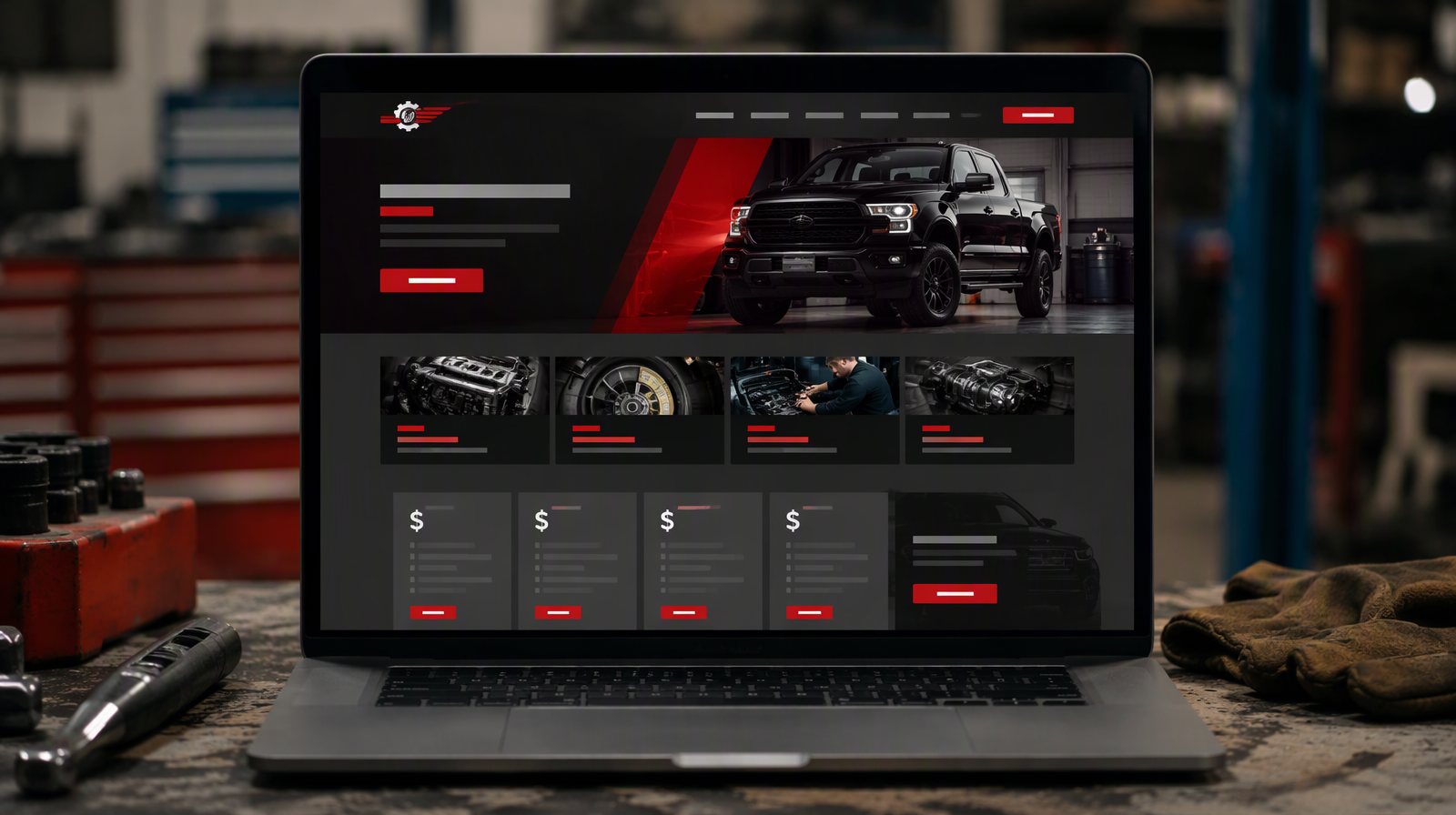 Sample auto repair website design concept